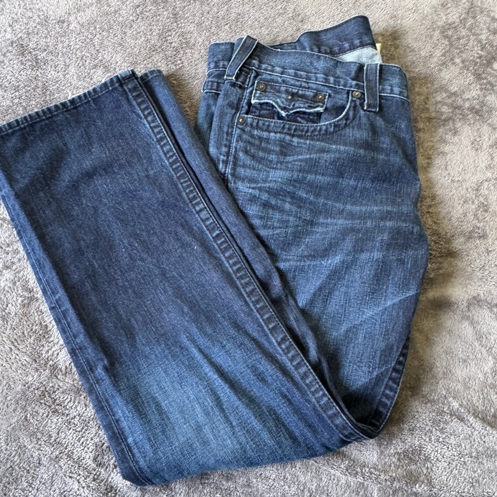 True Religion Ricky Super T Mens Jeans Size 40 Dark Wash Straight Flap Pocket - Picture 1 of 11